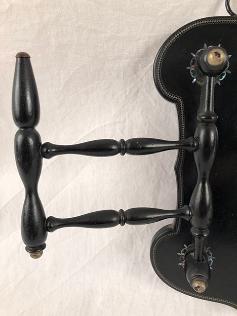 Small Napoleon III coat or hat rack in blackened burgundy wood