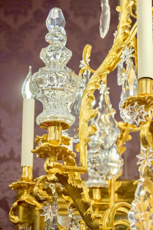 Lampadario Baccarat In Bronzo Dorato