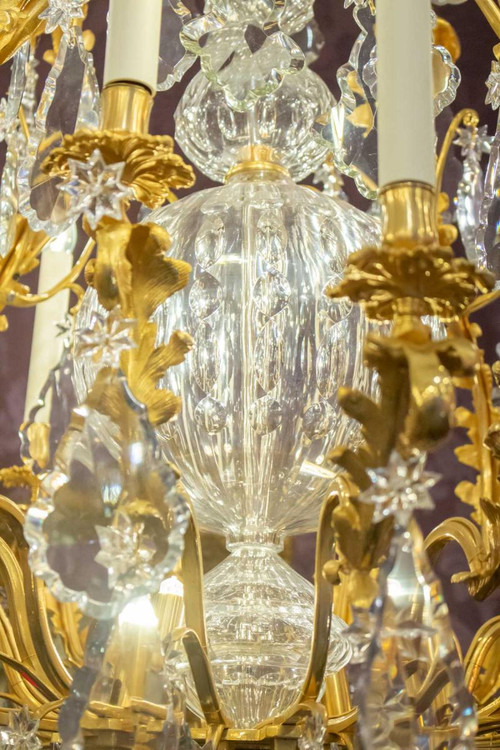 Lampadario Baccarat In Bronzo Dorato