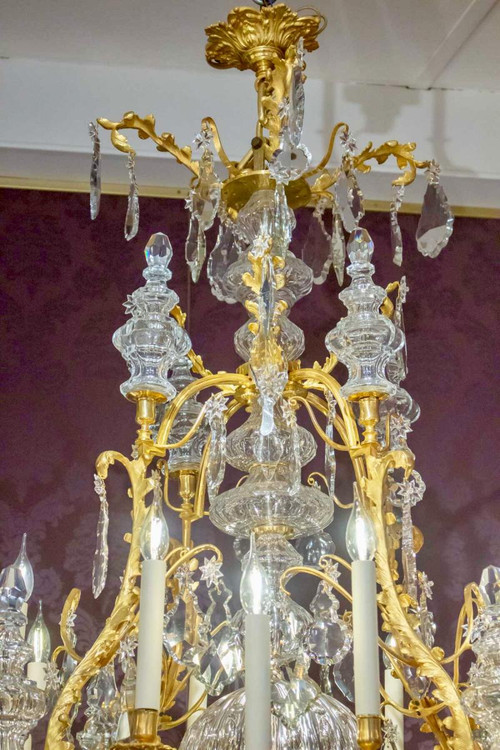 Lampadario Baccarat In Bronzo Dorato