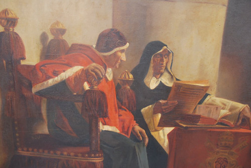 Important Oil The Pope And The Inquisitor 19th Century, After Laurens