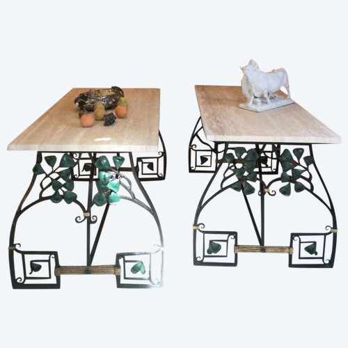 Pair Of Wrought Iron Consoles