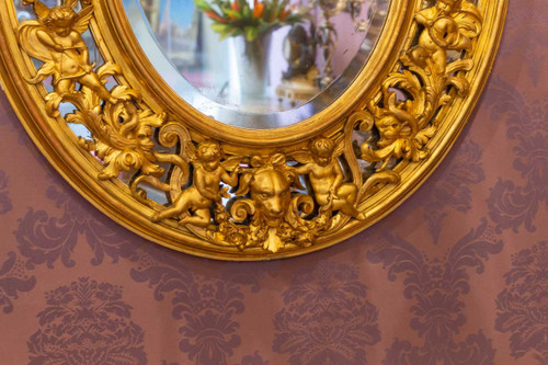 Napoleon III Period Oval Gilded Mirror