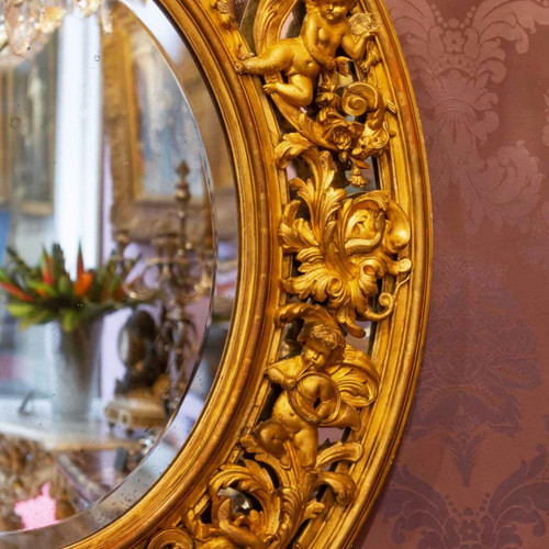 Napoleon III Period Oval Gilded Mirror