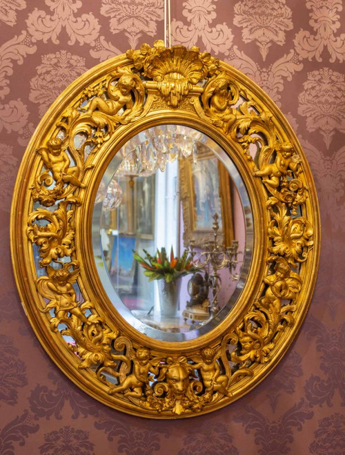 Napoleon III Period Oval Gilded Mirror