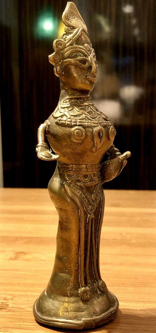 India, Bay of Bengal, Early 20th century, Dokhra statuette of Divinity.