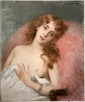 Pierre Carrier-Belleuse (1851-1932) - Junge nackte Frau - Pastell auf Leinwand signiert