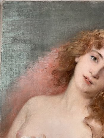 Pierre Carrier-Belleuse (1851-1932) - Junge nackte Frau - Pastell auf Leinwand signiert