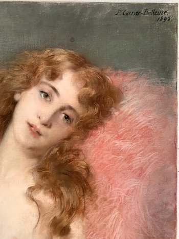 Pierre Carrier-Belleuse (1851-1932) - Junge nackte Frau - Pastell auf Leinwand signiert