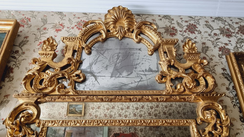 Regency Style Wood And Gilded Stucco Glazed Mirror