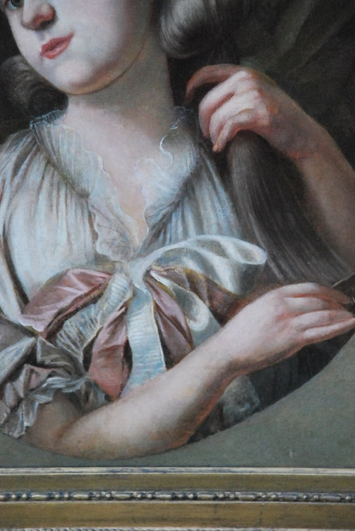 Huile Sur Toile Jeune Femme à Sa Toilette époque Louis XVI ; XVIII