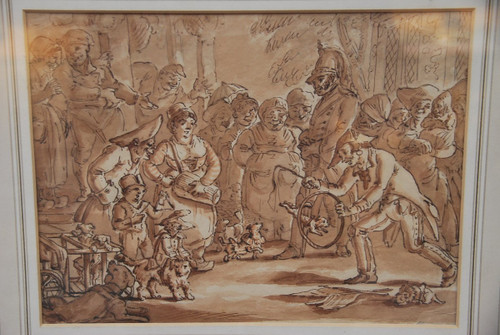 Charming Wash Drawing of the Public Entertainer