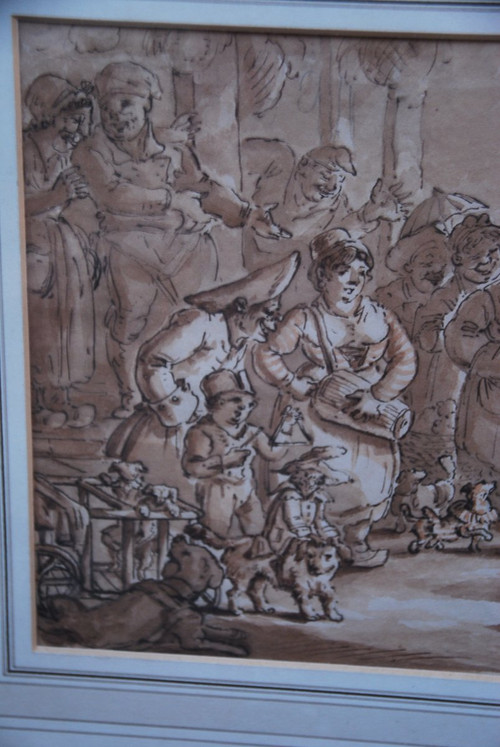 Charming Wash Drawing of the Public Entertainer