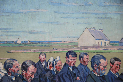 André Léveillé, The Procession In Brittany, Oil On Canvas