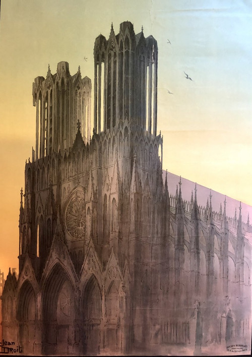 Poster 1920 La Cathédrale De Reims Von Jean Droit (1884-1961).