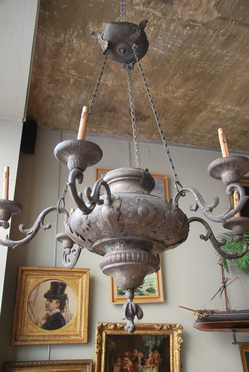 18th Century Metal Plated Chandelier