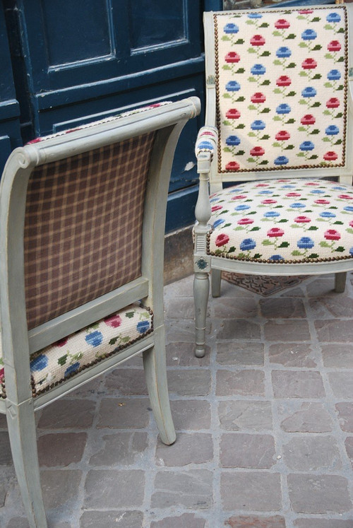 Paire De Fauteuils En Bois Laqué D époque Directoire