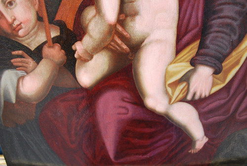 Virgin, Saint John the Baptist And the Child Jesus, 16th Century Italian Renaissance Oil