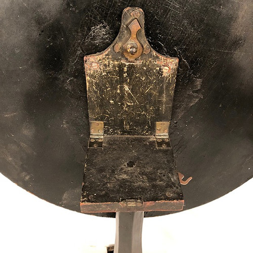 Tilting pedestal table in blackened wood with painted decoration of flowers and birds, Napoleon III period