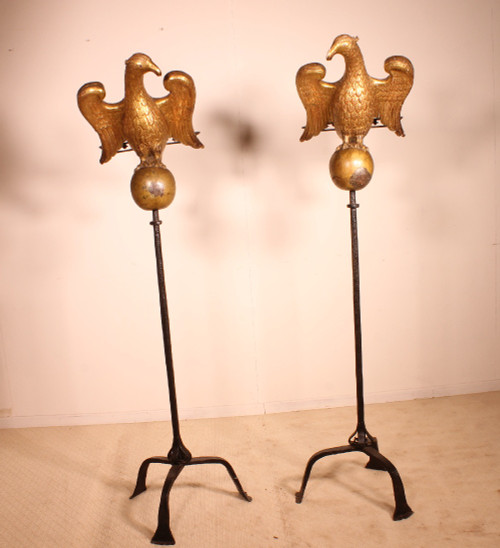 Pair Of Eagles 16 ° Century From In The Form Of Lectern