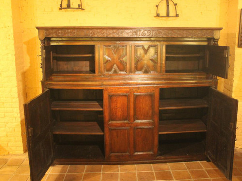 English Buffet Period James II 17 ° Century In Oak