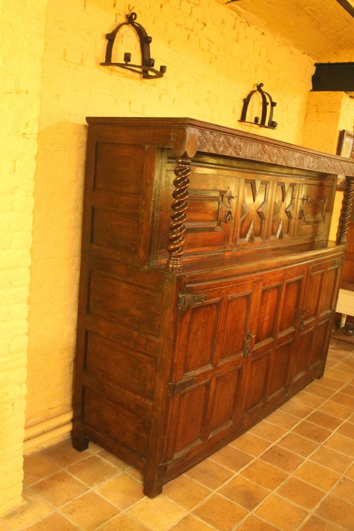 English Buffet Period James II 17 ° Century In Oak