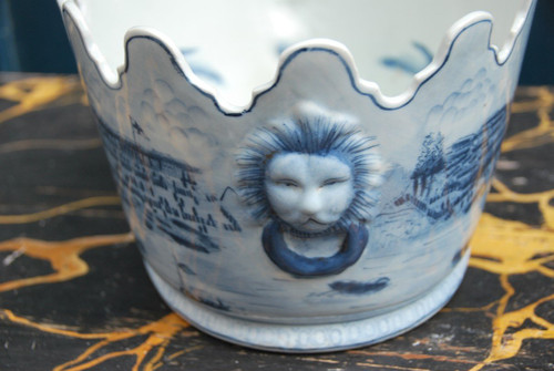 Verrière Ovale En Porcelaine De La Chine Blanc Bleu