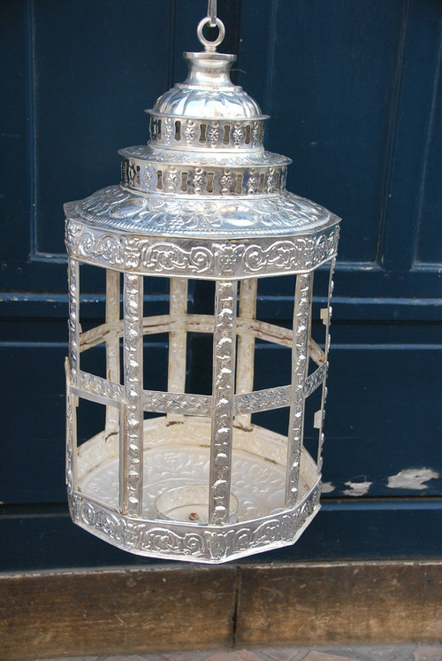 Important Middle Eastern Style Silver Tole Lantern