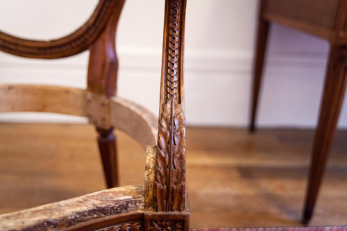 Pair of Louis XVI period Cabriolet armchairs Stamped Georges Jacob