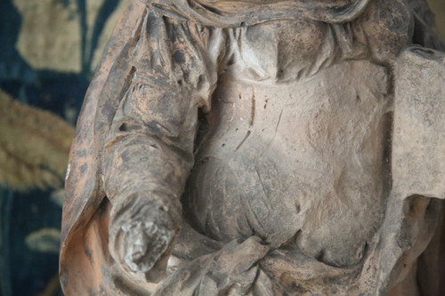 Terracotta sculpture representing Saint Barbara