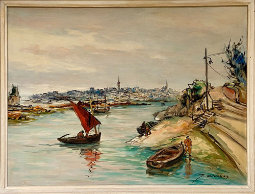 Joseph Crozes (active From The 1930s to 1950s), Painting View Of Douarnenez From Tréboul.