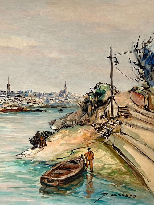 Joseph Crozes (active From The 1930s to 1950s), Painting View Of Douarnenez From Tréboul.