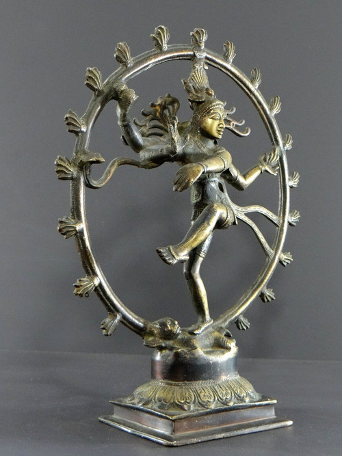 India, First Half Of The 20th Century, Bronze Statue Of Shiva Cosmic Dancer.