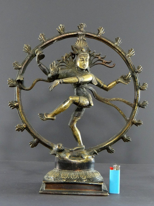 India, First Half Of The 20th Century, Bronze Statue Of Shiva Cosmic Dancer.