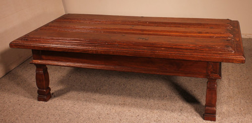 Coffee Table Formed With An Old 17th Century Spanish Door In Chestnut