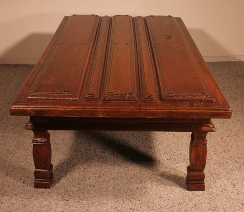 Coffee Table Formed With An Old 17th Century Spanish Door In Chestnut