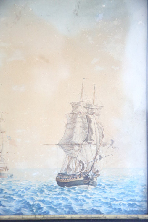 pair of watercolours, seascapes from the early 19th century