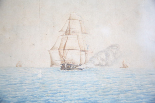 pair of watercolours, seascapes from the early 19th century