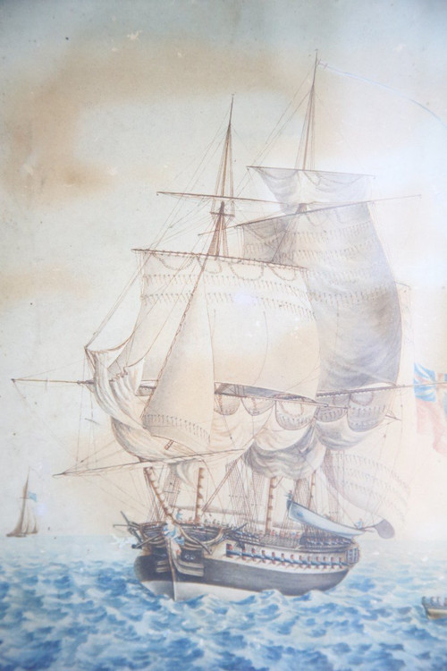 pair of watercolours, seascapes from the early 19th century