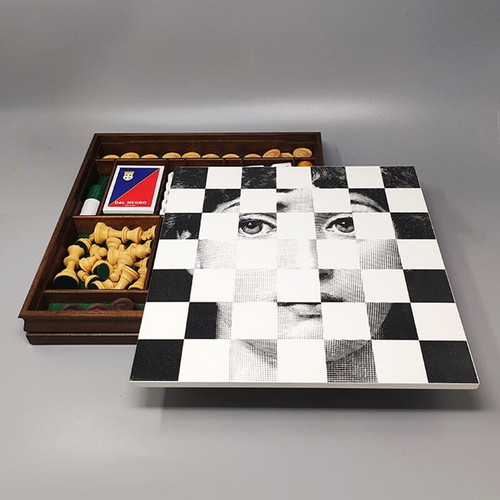 1970 Magnificent chess board - Game set - by Piero Fornasetti. Made in Italy