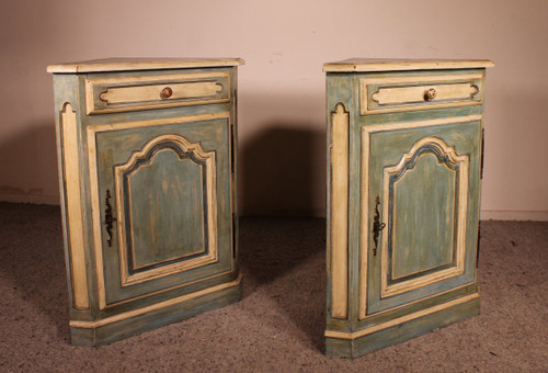 Pair Of Louis XV Polychrome Corners In Oak-19th Century