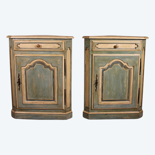 Pair Of Louis XV Polychrome Corners In Oak-19th Century