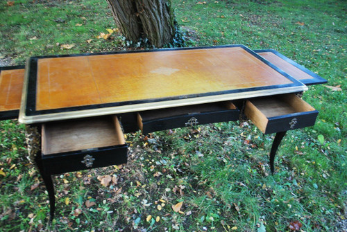 Flat Desk In Blackened Pear Wood, Louis XV