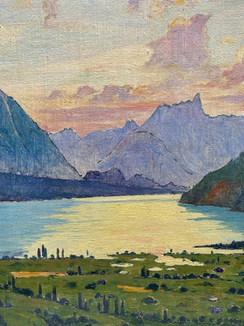 Robert Fardel (1867-1931) - Lake Thun, Switzerland. Circa 1910