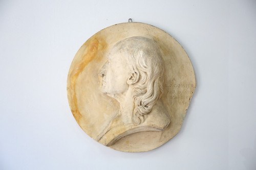 Large plaster medallion after David D'Angers (1788-1756), Late 19th century.