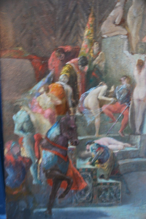 Scena ad olio dal seguace del serraglio di Fernand Cormon XIX secolo