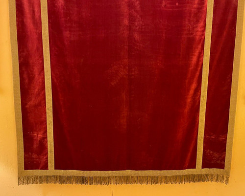 Back Of Altar-italy-19th Century-red Silk Velvet