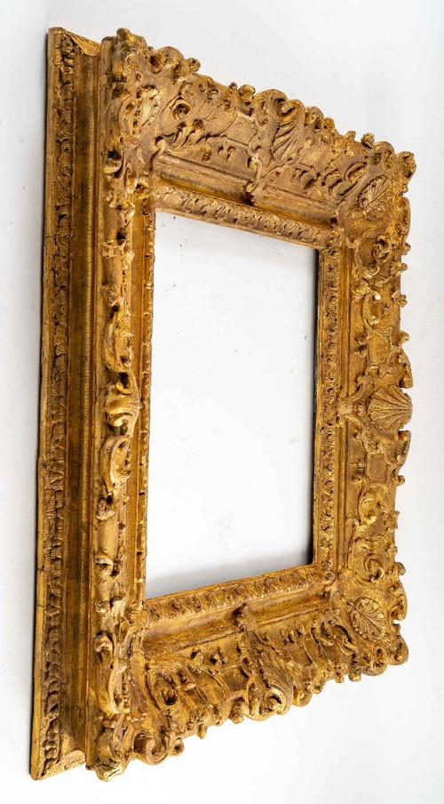 Very Beautiful Frame In Golden Carved Wood, Louis XIV Period - Regency