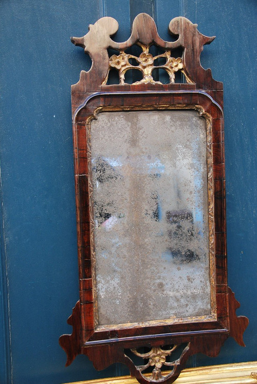 Small Mirror In Veneer And Golden Wood XVIII England