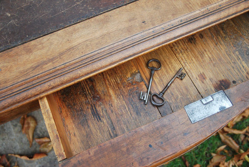 Flat Desk In Walnut Louis XV / 18th Century Period